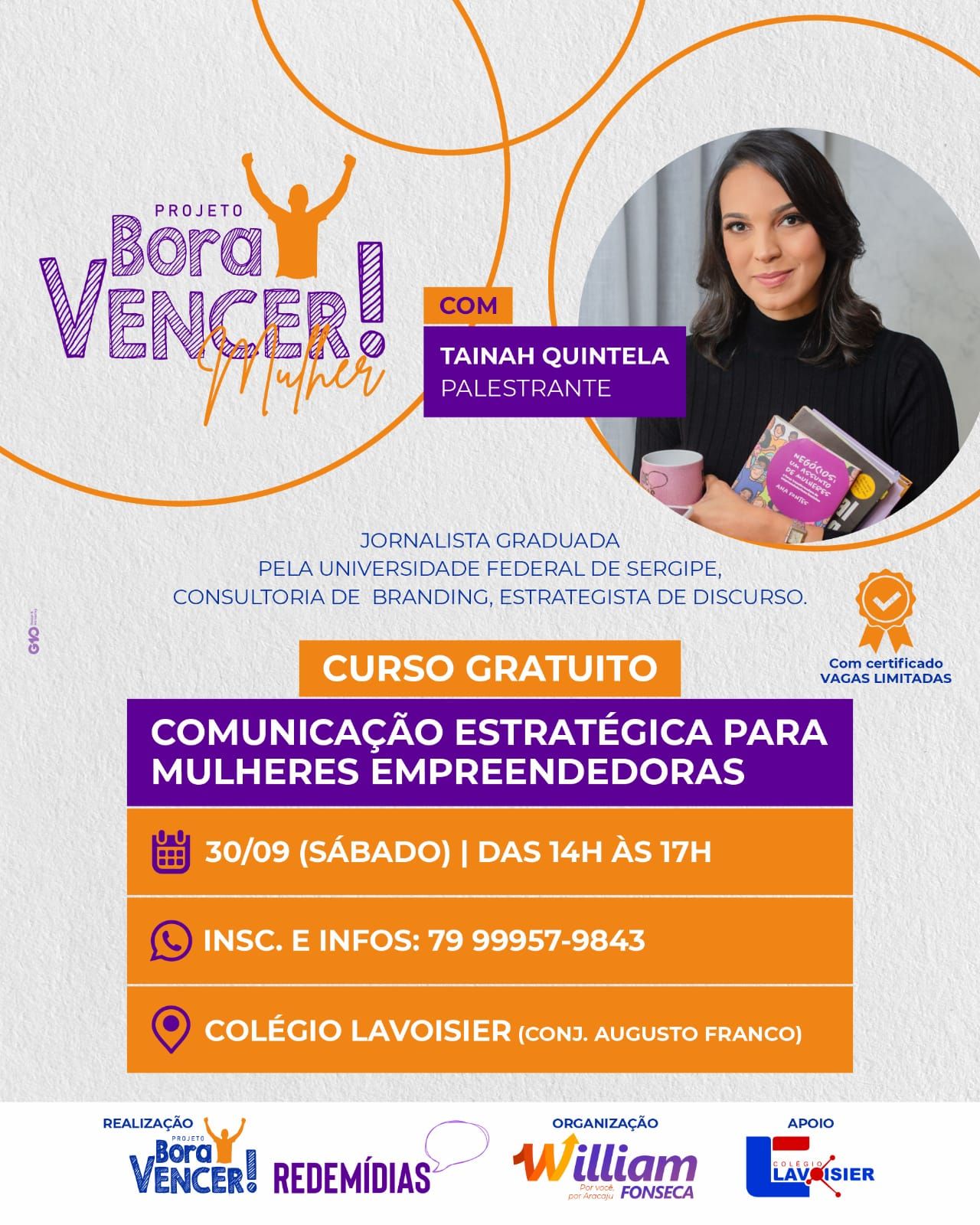 Projeto Social BORA VENCER anuncia novo curso gratuito voltado para mulheres empreendedoras
