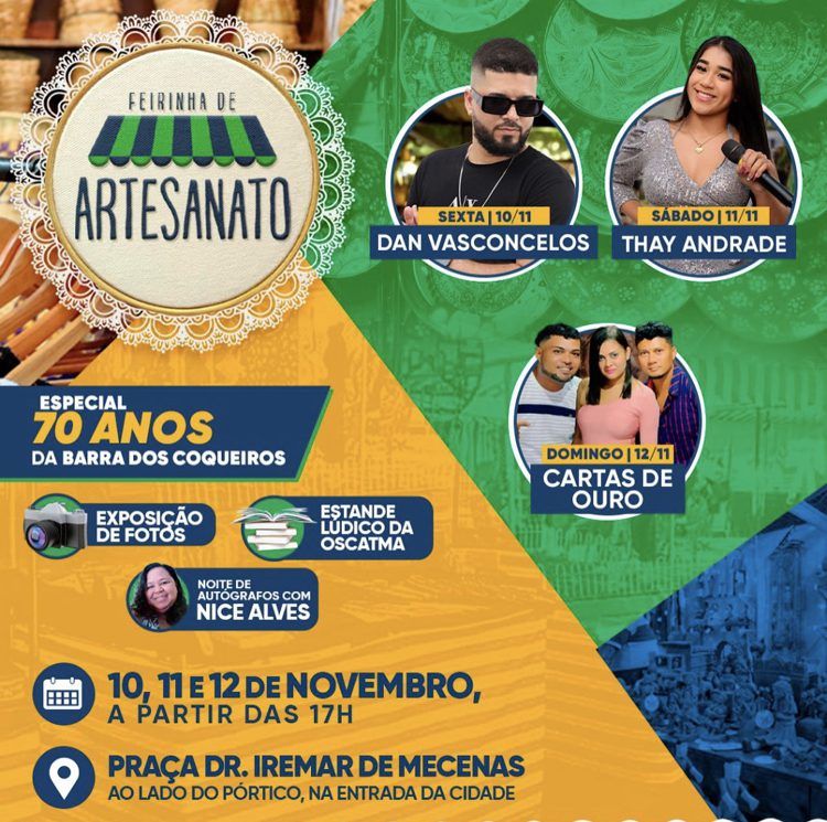 Feirinha de Artesanato celebra os 70 anos da Barra dos Coqueiros com arte e cultura