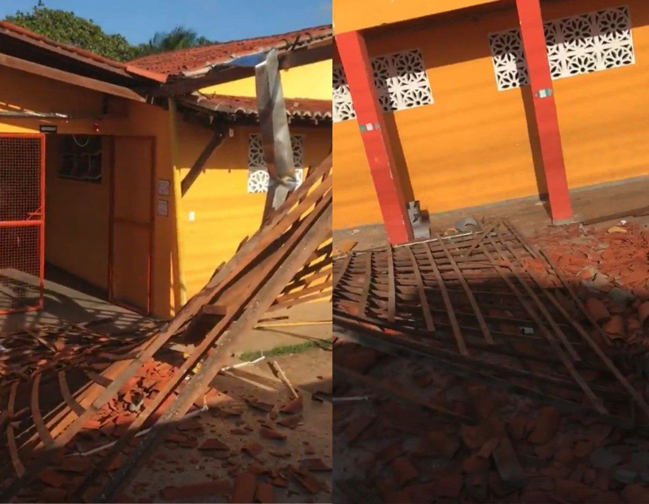 Teto de Escola Municipal de Nossa Senhora do Socorro desaba