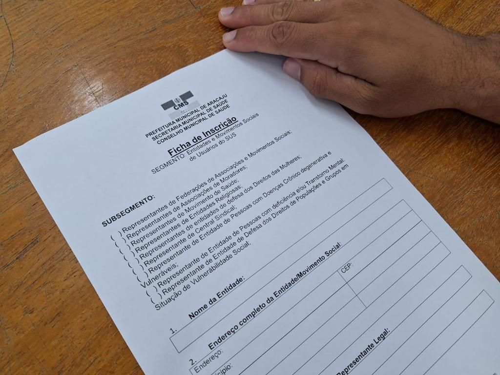 Prefeitura de Aracaju abre inscrições para eleições do Conselho Municipal de Saúde (CMS)