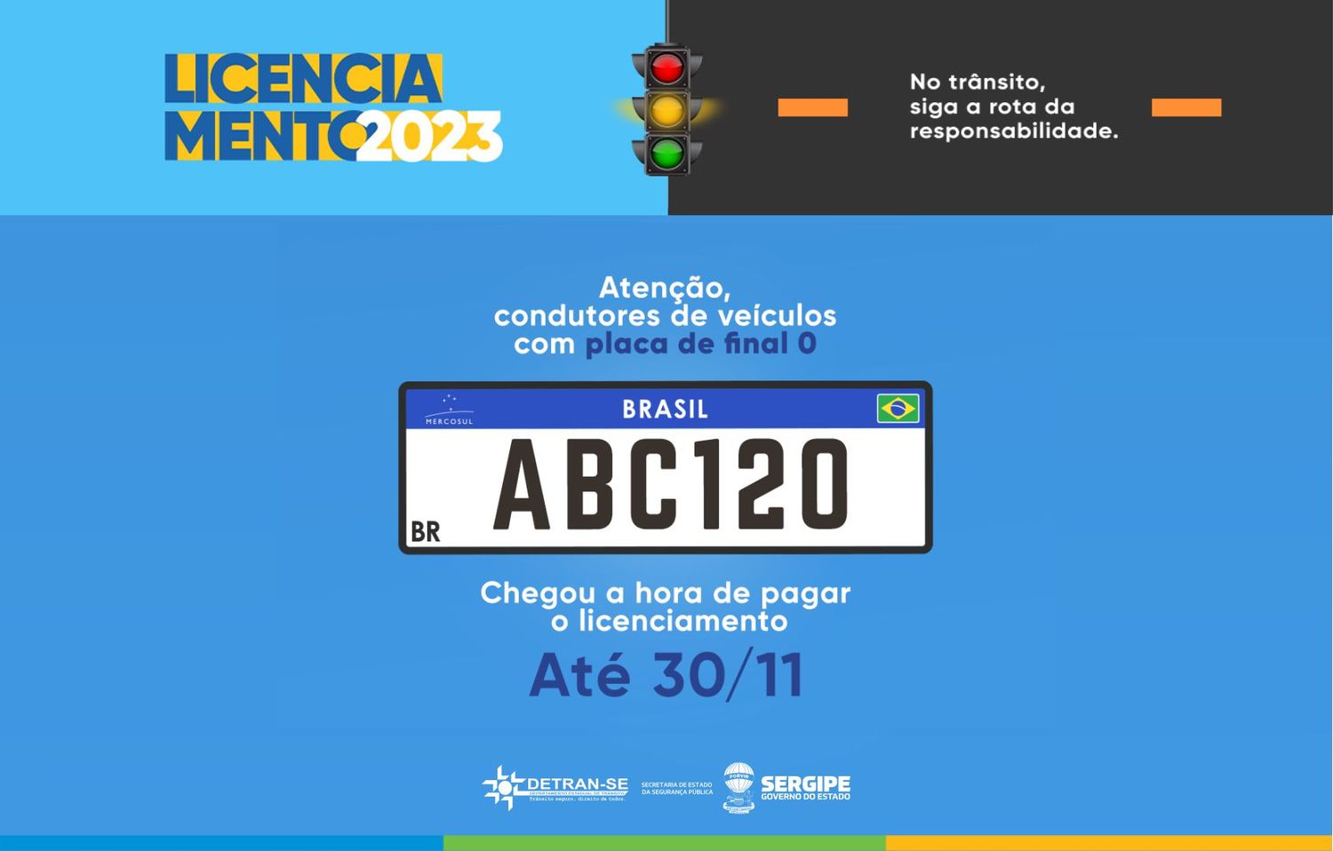 Proprietários de veículos com placa final 0 devem efetuar pagamento do licenciamento até 30 de novembro em Sergipe