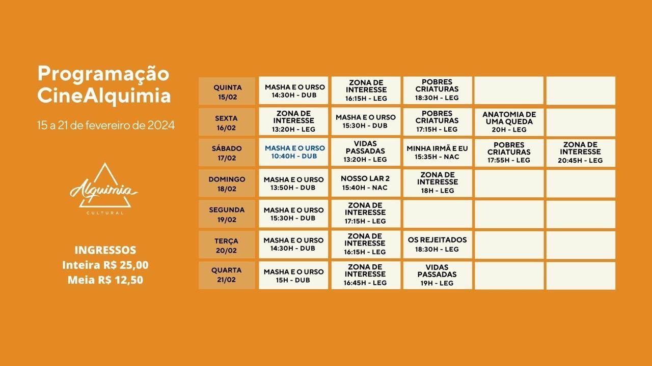 Para os amantes do cinema em Aracaju, uma experiência única aguarda no Cine Alquimia. Localizado estrategicamente na Rua Euclides Paes Mendonça, 560, o Cine Alquimia é mais do que um simples cinema. É um espaço multifuncional que oferece uma fusão de entretenimento, cultura e comodidade. Experiência Cinematográfica Aconchegante: Diferenciando-se dos cinemas convencionais, o Cine Alquimia é reconhecido como o espaço cinematográfico mais aconchegante da cidade. Aqui, os espectadores não apenas assistem a filmes, mas mergulham em uma atmosfera que combina conforto, estilo e variedade de serviços. Com sua decoração única e ambiente acolhedor, é o local ideal para uma noite de cinema memorável. Diversidade de Serviços: Além das projeções cinematográficas, o Cine Alquimia oferece uma ampla gama de serviços para seus visitantes. Desde uma papelaria completa até uma cafeteria aconchegante, uma joalheria elegante, eventos culturais, um espaço geek e uma loja de presentes exclusivos, há algo para todos os gostos e interesses. Programação de 15 a 21 de Fevereiro: