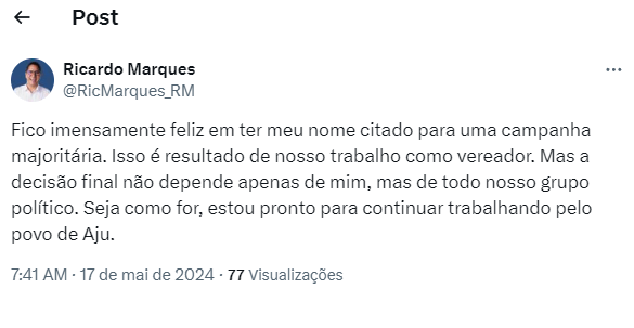 Vereador Ricardo Marque cogitado para vice na chapa de Emília Correia em Aracaju
