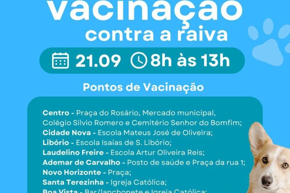 Campanha de Vacinação Antirrábica em Lagarto: Dia D Neste Sábado, 21 de Setembro
